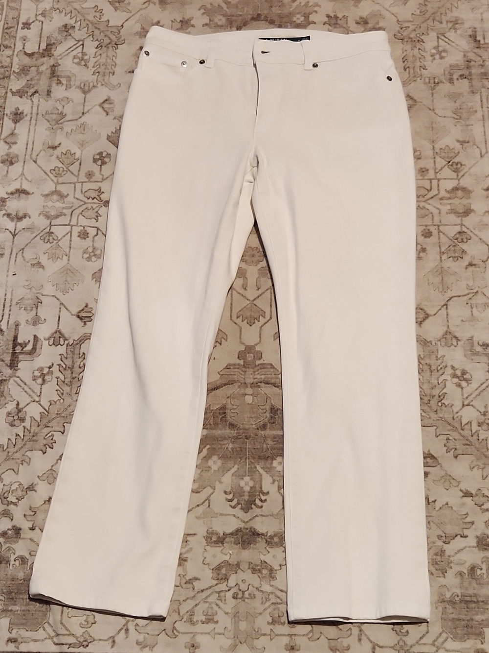 Ralph Lauren Cream Straight-Leg Trousers
